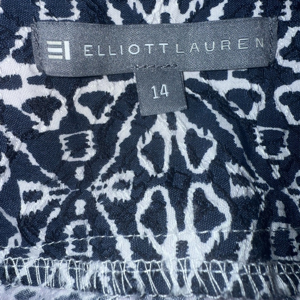 Elliott Lauren Pull-On Pants Women's 14 Blue White Black Comfy Casual Cropped - Picture 7 of 8